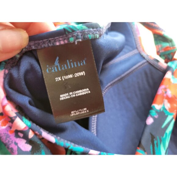 Catalina Women Swimsuit 2X 18W 20W Plus One Piece Built in Bra Halter FLO155XE - Picture 10 of 11